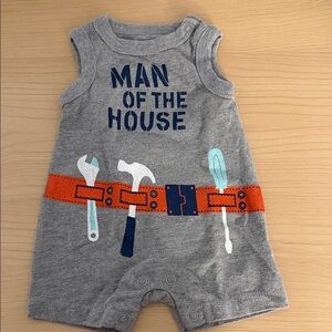 Gray Baby Romper with Tool Belt Design